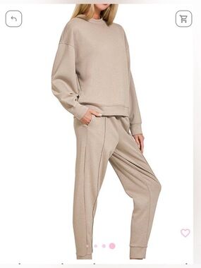 Zenana Outfitters Mock Neck Jogger Set - Ash Mocha